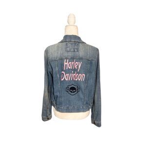 Harley-Davidson Jean jacket with pink embroidery